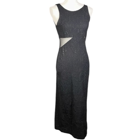 All That Jazz Dress Womens Medium Black Vintage Y2K Whimsigoth Sparkle Mesh Maxi - Picture 3 of 9
